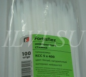 Стяжка кабельная Fortisflex 5х400 мм нейлоновая белая (100 шт)